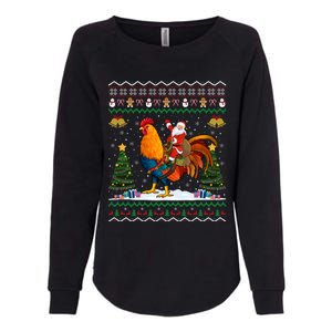 Rooster Ugly Xmas Gift Santa Riding Rooster Christmas Womens California Wash Sweatshirt