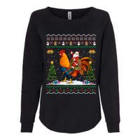 Rooster Ugly Xmas Gift Santa Riding Rooster Christmas Womens California Wash Sweatshirt