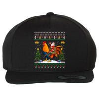 Rooster Ugly Xmas Gift Santa Riding Rooster Christmas Wool Snapback Cap