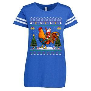 Rooster Ugly Xmas Gift Santa Riding Rooster Christmas Enza Ladies Jersey Football T-Shirt