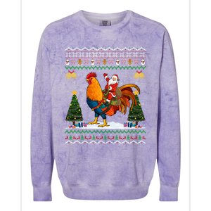 Rooster Ugly Xmas Gift Santa Riding Rooster Christmas Great Gift Colorblast Crewneck Sweatshirt