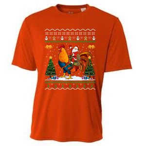 Rooster Ugly Xmas Gift Santa Riding Rooster Christmas Great Gift Cooling Performance Crew T-Shirt