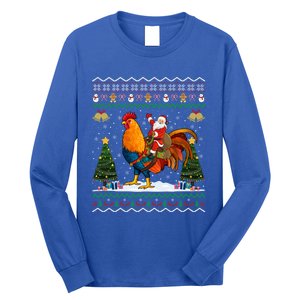 Rooster Ugly Xmas Gift Santa Riding Rooster Christmas Great Gift Long Sleeve Shirt