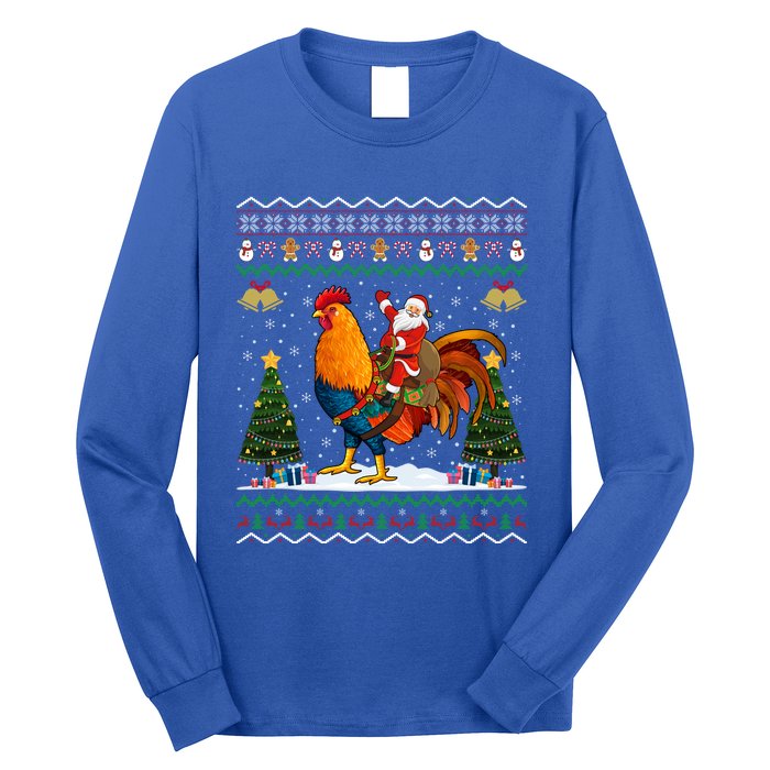 Rooster Ugly Xmas Gift Santa Riding Rooster Christmas Great Gift Long Sleeve Shirt