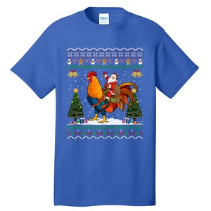 Rooster Ugly Xmas Gift Santa Riding Rooster Christmas Great Gift Tall T-Shirt