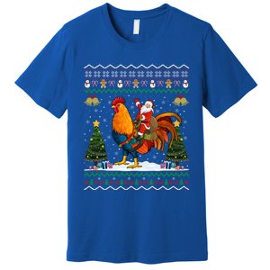 Rooster Ugly Xmas Gift Santa Riding Rooster Christmas Great Gift Premium T-Shirt