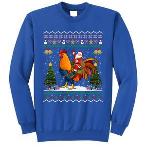 Rooster Ugly Xmas Gift Santa Riding Rooster Christmas Great Gift Tall Sweatshirt