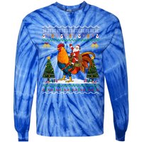 Rooster Ugly Xmas Gift Santa Riding Rooster Christmas Great Gift Tie-Dye Long Sleeve Shirt