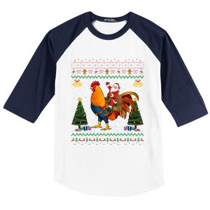 Rooster Ugly Xmas Gift Santa Riding Rooster Christmas Great Gift Baseball Sleeve Shirt