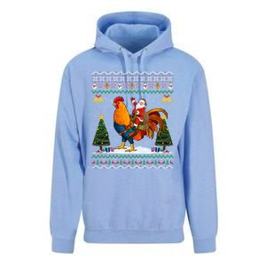 Rooster Ugly Xmas Gift Santa Riding Rooster Christmas Great Gift Unisex Surf Hoodie