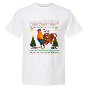 Rooster Ugly Xmas Gift Santa Riding Rooster Christmas Great Gift Garment-Dyed Heavyweight T-Shirt