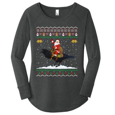 Raven Ugly Xmas Gift Santa Riding Raven Christmas Women's Perfect Tri Tunic Long Sleeve Shirt