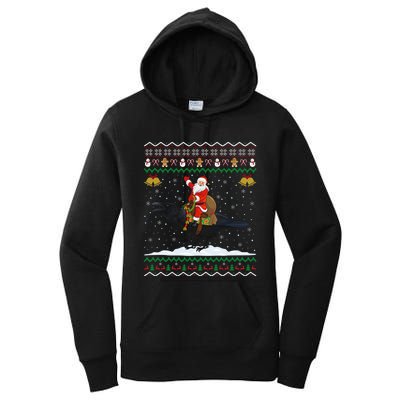 Raven Ugly Xmas Gift Santa Riding Raven Christmas Women's Pullover Hoodie