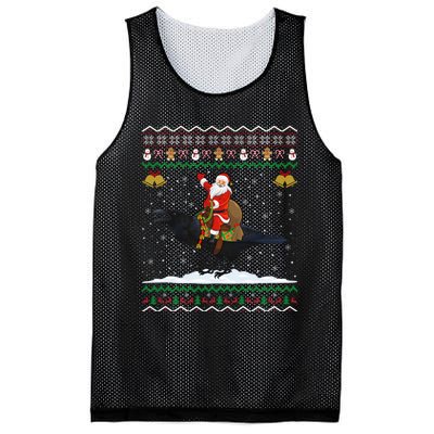 Raven Ugly Xmas Gift Santa Riding Raven Christmas Mesh Reversible Basketball Jersey Tank