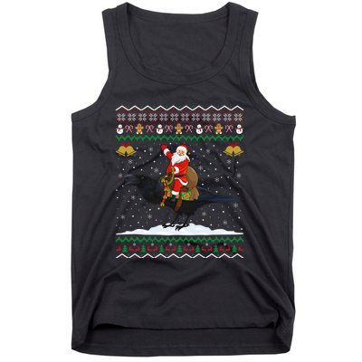 Raven Ugly Xmas Gift Santa Riding Raven Christmas Tank Top