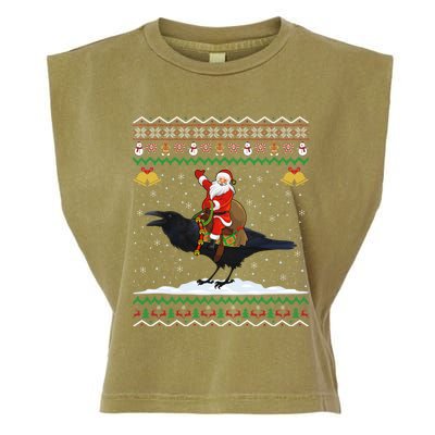 Raven Ugly Xmas Gift Santa Riding Raven Christmas Garment-Dyed Women's Muscle Tee