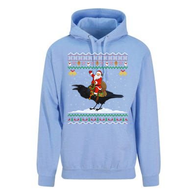 Raven Ugly Xmas Gift Santa Riding Raven Christmas Unisex Surf Hoodie