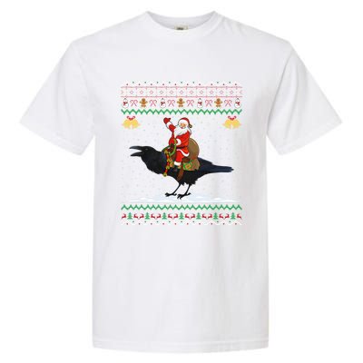 Raven Ugly Xmas Gift Santa Riding Raven Christmas Garment-Dyed Heavyweight T-Shirt