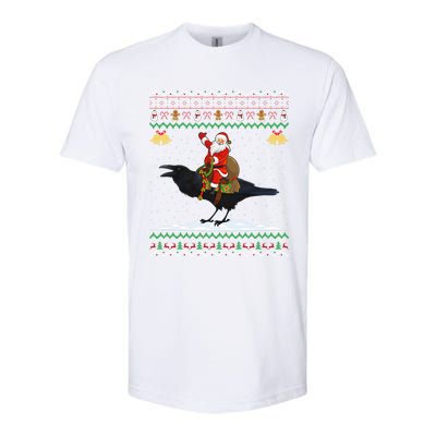 Raven Ugly Xmas Gift Santa Riding Raven Christmas Softstyle CVC T-Shirt