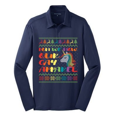 Rainbow Unicorn Xmas Silk Touch Performance Long Sleeve Polo