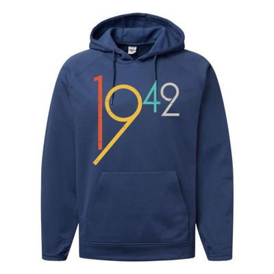 Retro Vintage 1942 80th Birthday Performance Fleece Hoodie