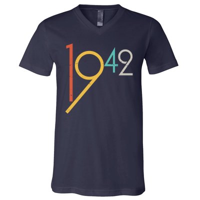 Retro Vintage 1942 80th Birthday V-Neck T-Shirt