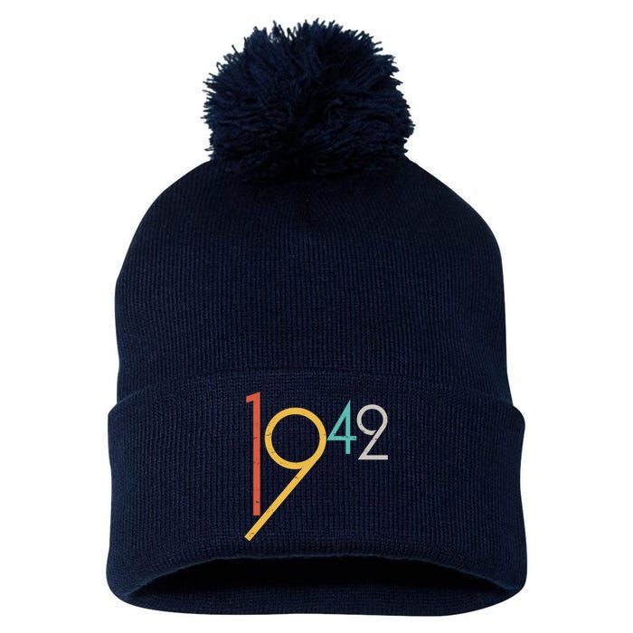 Retro Vintage 1942 80th Birthday Pom Pom 12in Knit Beanie