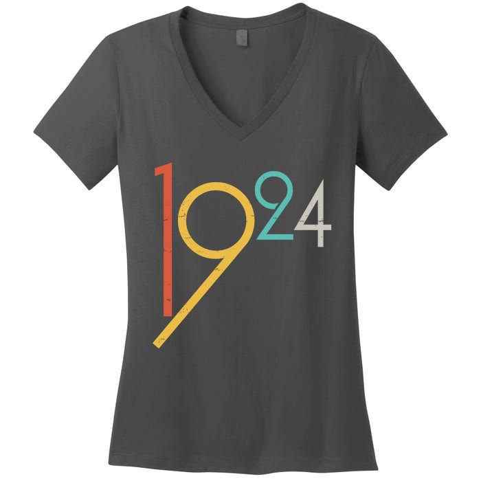 Retro Vintage 1924 100th Birthday Women's V-Neck T-Shirt