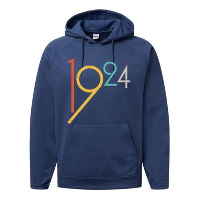 Retro Vintage 1924 100th Birthday Performance Fleece Hoodie