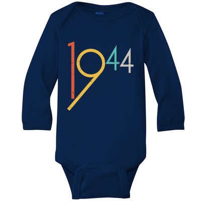 Retro Vintage 1944 80th Birthday Baby Long Sleeve Bodysuit