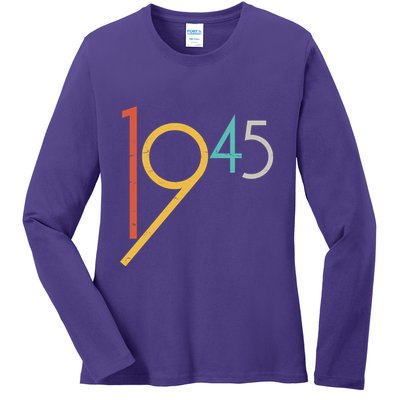 Retro Vintage 1945 80th Birthday Ladies Long Sleeve Shirt