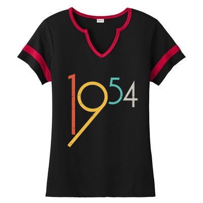 Retro Vintage 1954 70th Birthday Ladies Halftime Notch Neck Tee