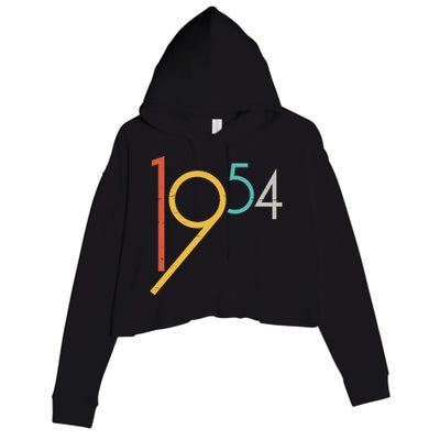 Retro Vintage 1954 70th Birthday Crop Fleece Hoodie