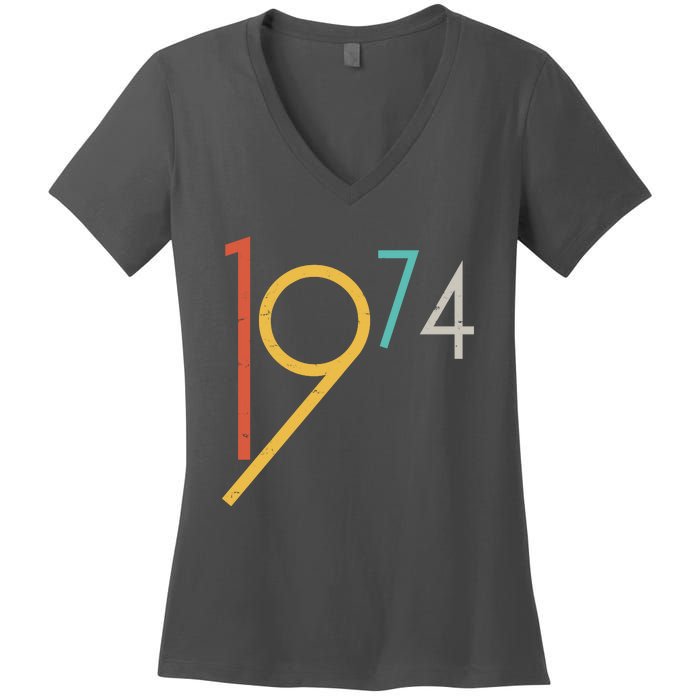 Retro Vintage 1974 50th Birthday Women's V-Neck T-Shirt