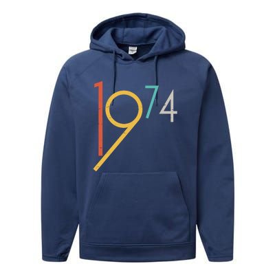 Retro Vintage 1974 50th Birthday Performance Fleece Hoodie