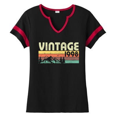 Retro Vintage 1998 Graphics 25th Birthday Gift 25 Years Old Ladies Halftime Notch Neck Tee