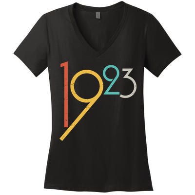 Retro Vintage 1923 100th Birthday Women's V-Neck T-Shirt