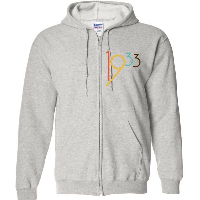 Retro Vintage 1933 90th Birthday Full Zip Hoodie