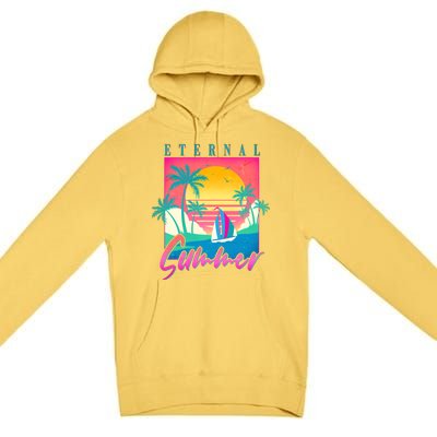 Retro Vintage 1980s Eternal Summer Tropical Vacation Time Premium Pullover Hoodie