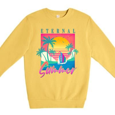 Retro Vintage 1980s Eternal Summer Tropical Vacation Time Premium Crewneck Sweatshirt