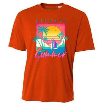 Retro Vintage 1980s Eternal Summer Tropical Vacation Time Cooling Performance Crew T-Shirt