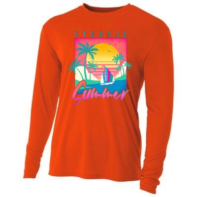 Retro Vintage 1980s Eternal Summer Tropical Vacation Time Cooling Performance Long Sleeve Crew