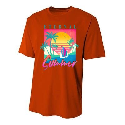 Retro Vintage 1980s Eternal Summer Tropical Vacation Time Performance Sprint T-Shirt