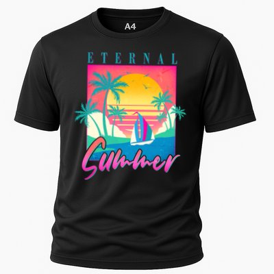 Retro Vintage 1980s Eternal Summer Tropical Vacation Time Cooling Performance Crew T-Shirt