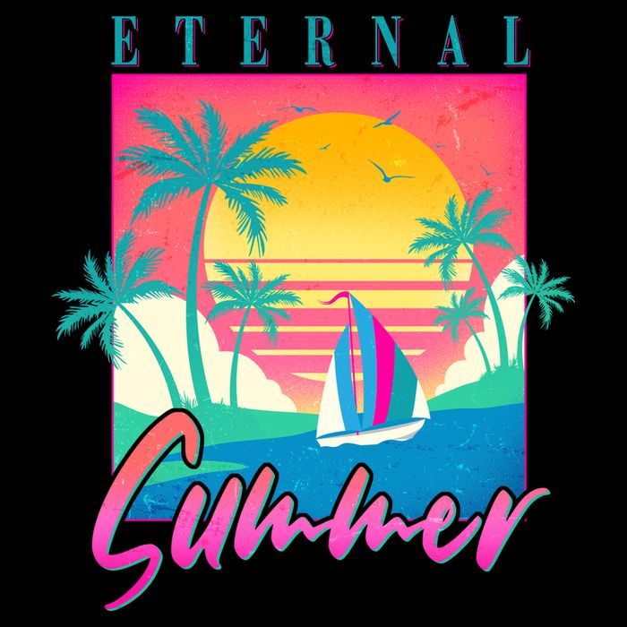 Retro Vintage 1980s Eternal Summer Tropical Vacation Time Visor
