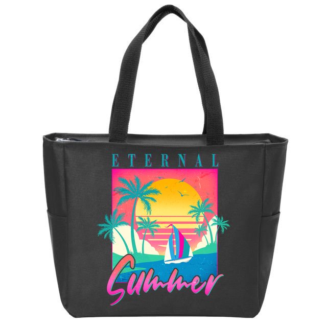 Retro Vintage 1980s Eternal Summer Tropical Vacation Time Zip Tote Bag