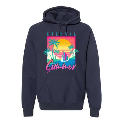 Retro Vintage 1980s Eternal Summer Tropical Vacation Time Premium Hoodie