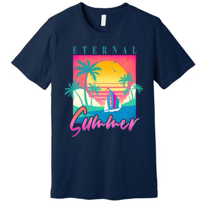 Retro Vintage 1980s Eternal Summer Tropical Vacation Time Premium T-Shirt