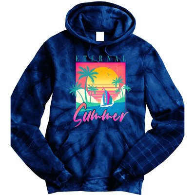 Retro Vintage 1980s Eternal Summer Tropical Vacation Time Tie Dye Hoodie