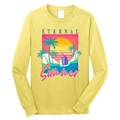 Retro Vintage 1980s Eternal Summer Tropical Vacation Time Long Sleeve Shirt